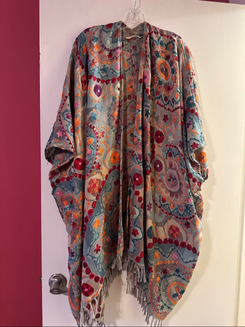 Soft Surroundings Multicolor Embroidered Boho Wrap